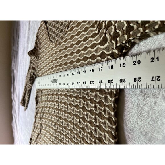 Tianello Womens Brown Printed Knit Tunic Top Medium 3/4 Sleeve Handkerchief Hem - Picture 6 of 11